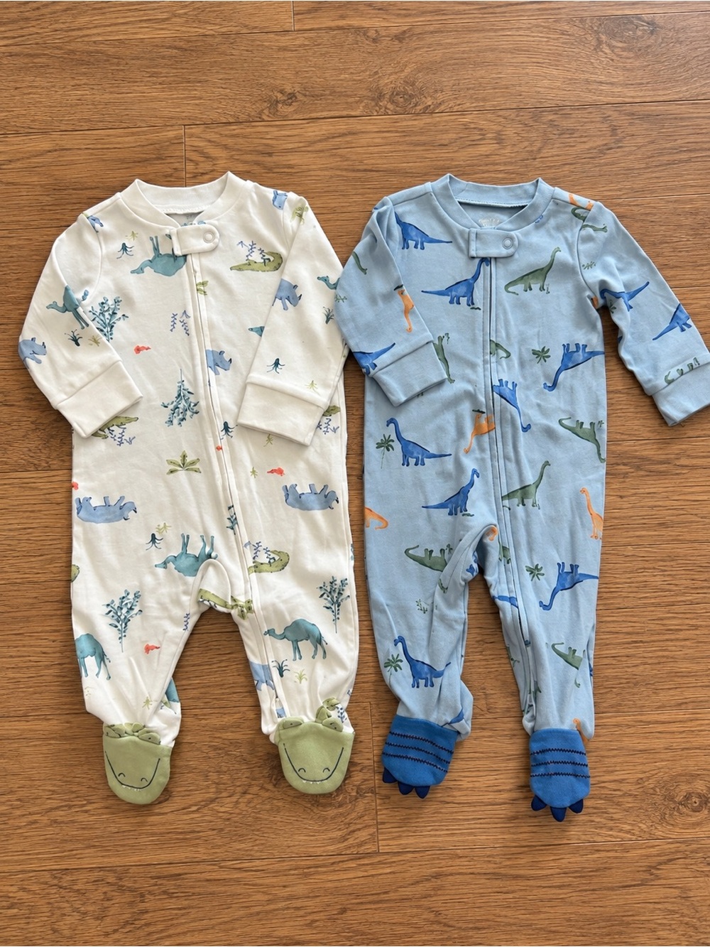 Carter’s Boys Sleep N’ Play Footies Alligator Dinosaur Size 3-6 Mo. Set Of 2 NWT